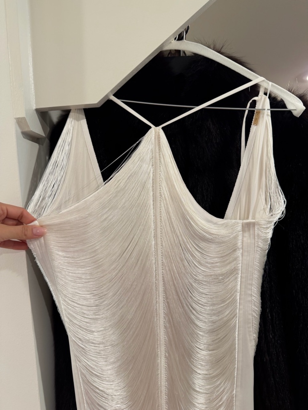 cult gaia Ivory Halter Mini Dress with Scalloped Hem - Picture 5 of 10